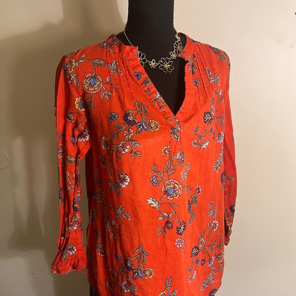 Old Navy Orange Floral Women's Top